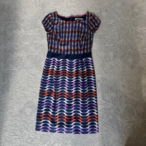 Boden Kensington Dress Sz 2 Silk Blend Cap Sleeve Colorful blue lavender orange